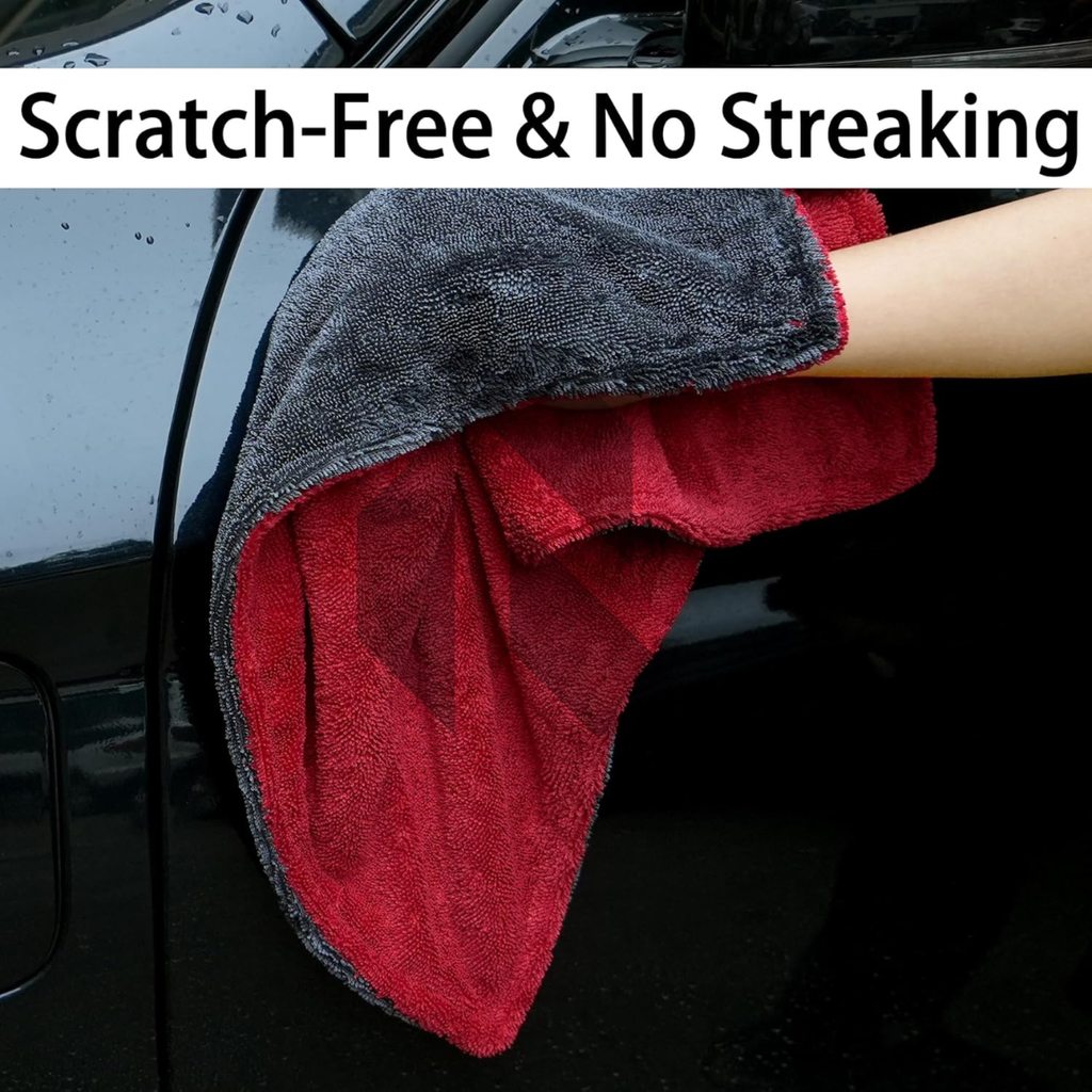 Premium Twist Loop Microfiber Drying Towel  – 1200 GSM Water Sucker Car Drying Cloth Red & Gray