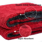 Premium Twist Loop Microfiber Drying Towel  – 1200 GSM Water Sucker Car Drying Cloth Red & Gray