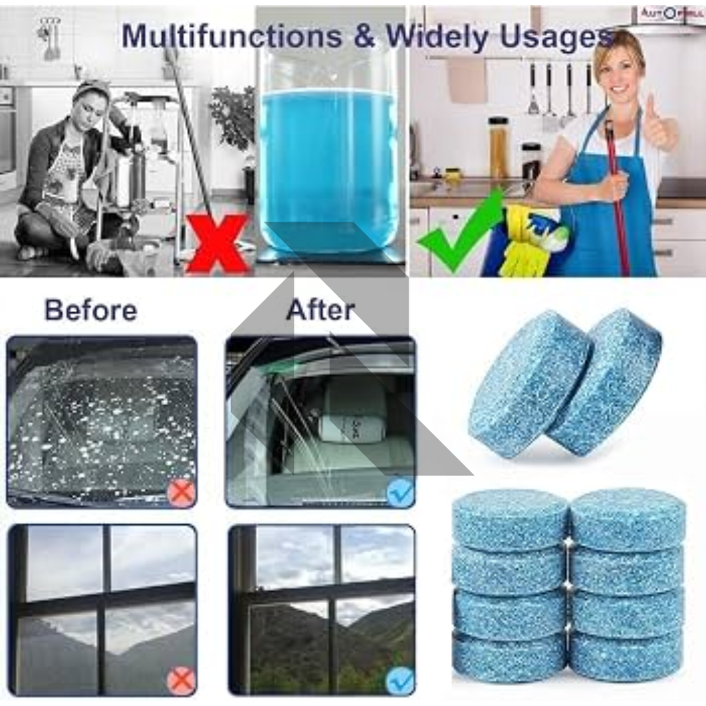 Car Windshield Glass Concentrated Washer Tablets – 20 Pieces | Effervescent Windshield Cleaning