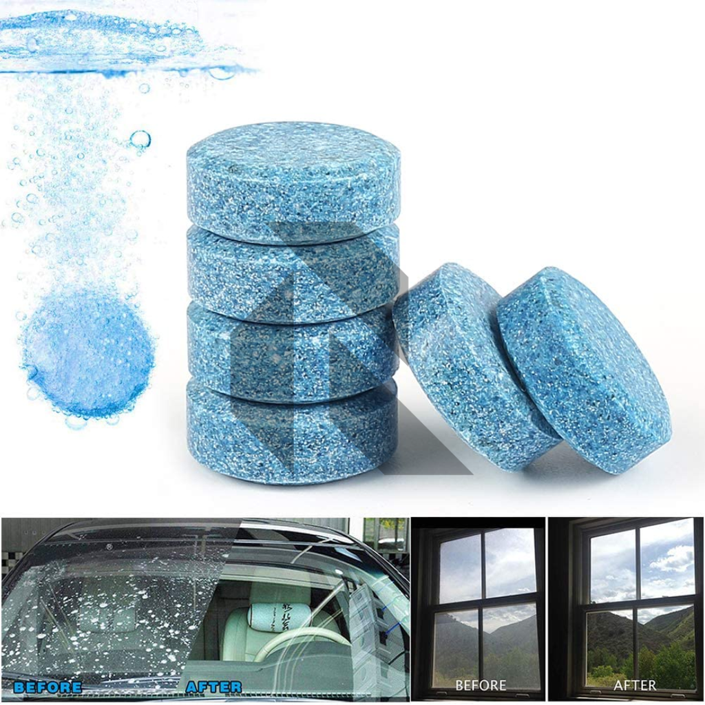 Car Windshield Glass Concentrated Washer Tablets – 20 Pieces | Effervescent Windshield Cleaning