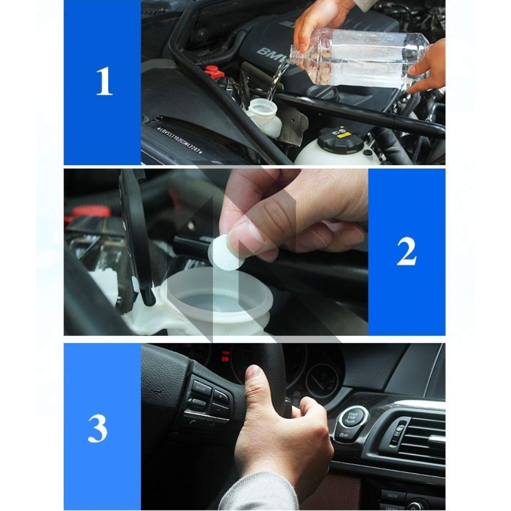 Car Windshield Glass Concentrated Washer Tablets – 20 Pieces | Effervescent Windshield Cleaning