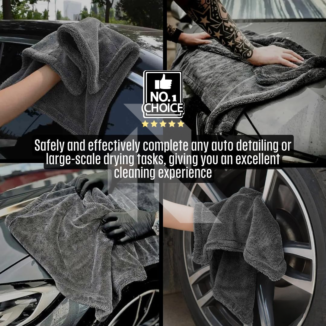 XL Twisted Loop Microfiber Car Drying Towel 1200 GSM – Double Sided Ultra Absorbent (60x90 CM)