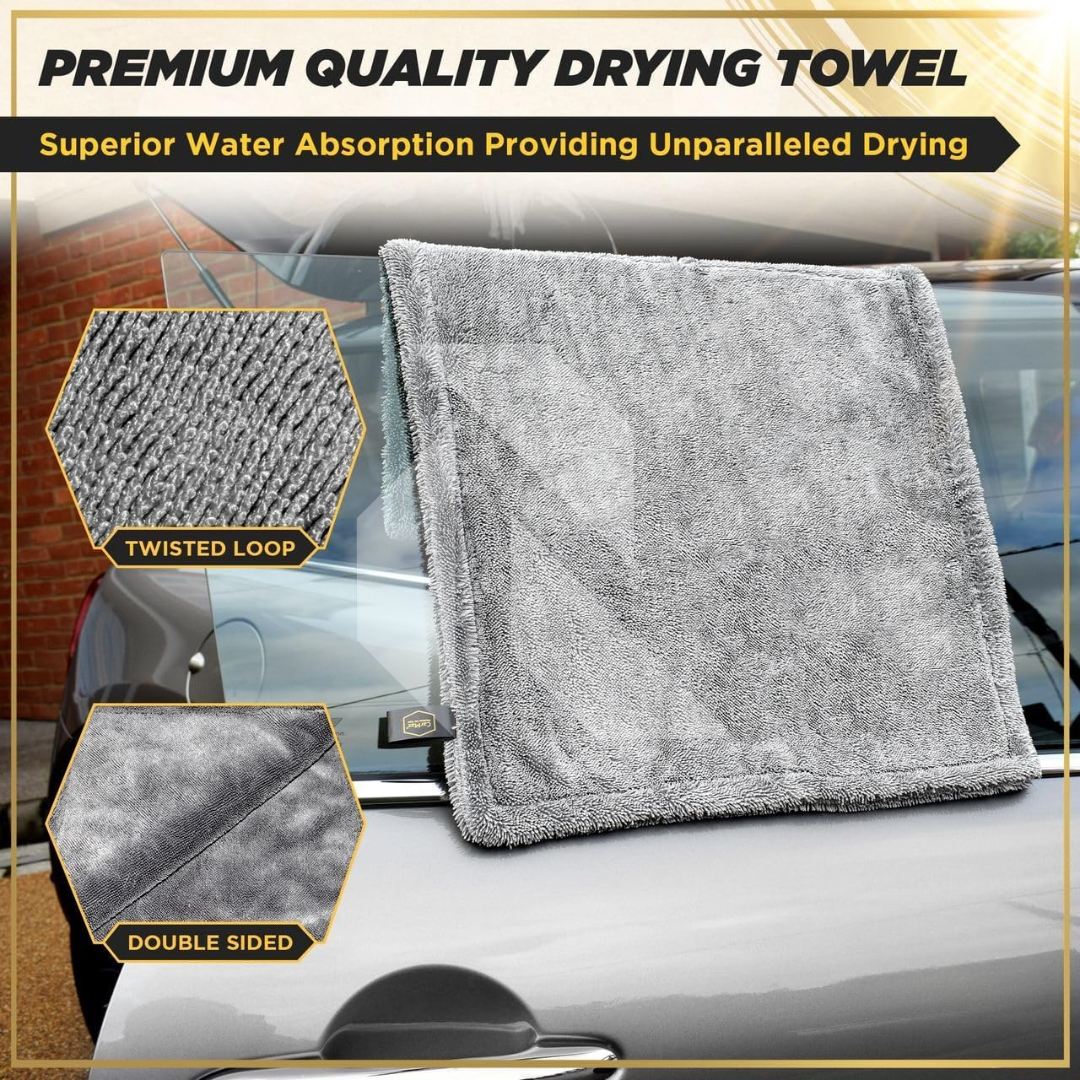 XL Twisted Loop Microfiber Car Drying Towel 1200 GSM – Double Sided Ultra Absorbent (60x90 CM)
