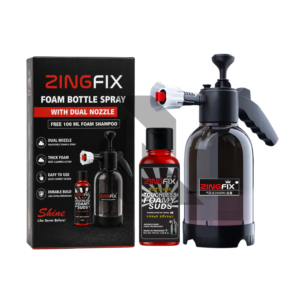 Zingfix Foam Bottle Spray with Dual Nozzle – Heavy Duty Foam Sprayer + Free 100ml Foam Shampoo