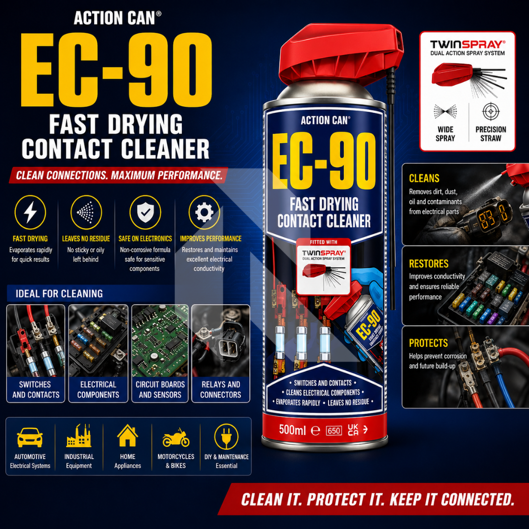 Action Can EC-90 Fast Drying Contact Cleaner 500ml – Electrical & Electronic Parts Cleaner with Twin Spray Main image