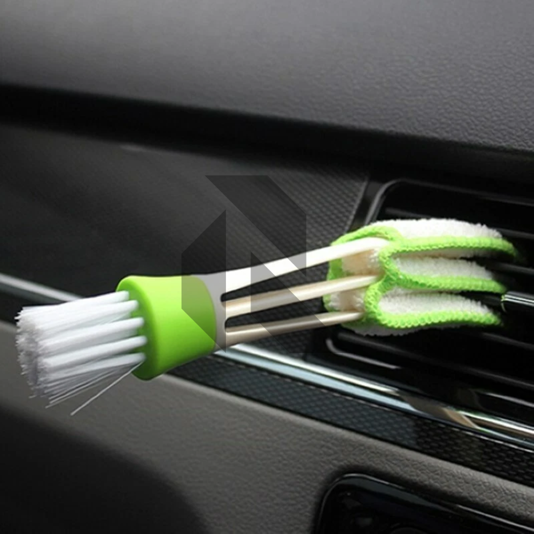 2 In1 Green Car Air-Conditioner Outlet Dirt Duster Cleaner Brush – Car AC Vent & Blinds Cleaning Brush