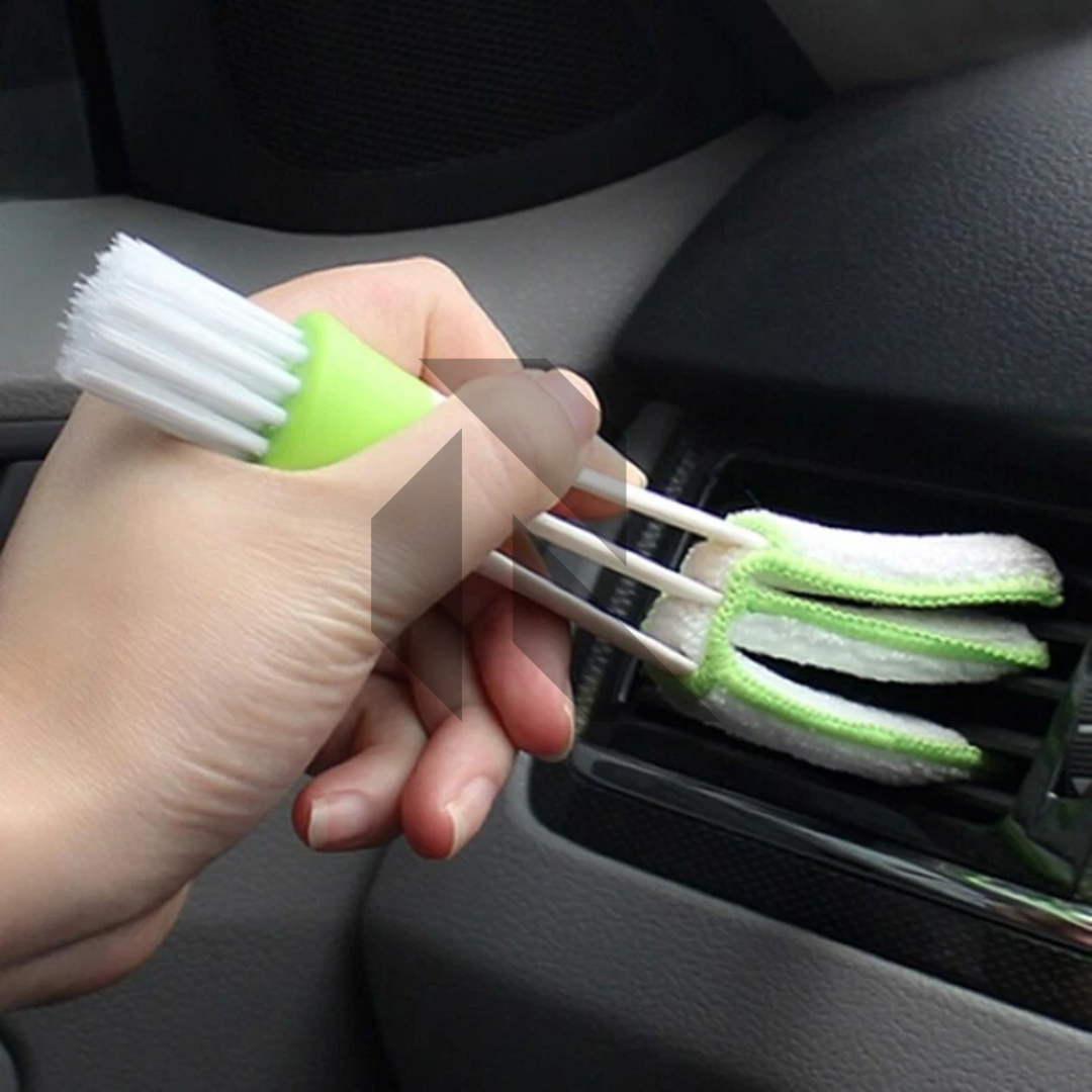 2 In1 Green Car Air-Conditioner Outlet Dirt Duster Cleaner Brush – Car AC Vent & Blinds Cleaning Brush