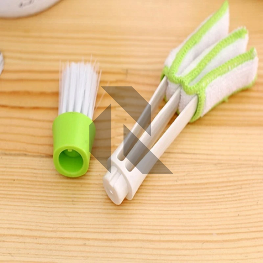 2 In1 Green Car Air-Conditioner Outlet Dirt Duster Cleaner Brush – Car AC Vent & Blinds Cleaning Brush