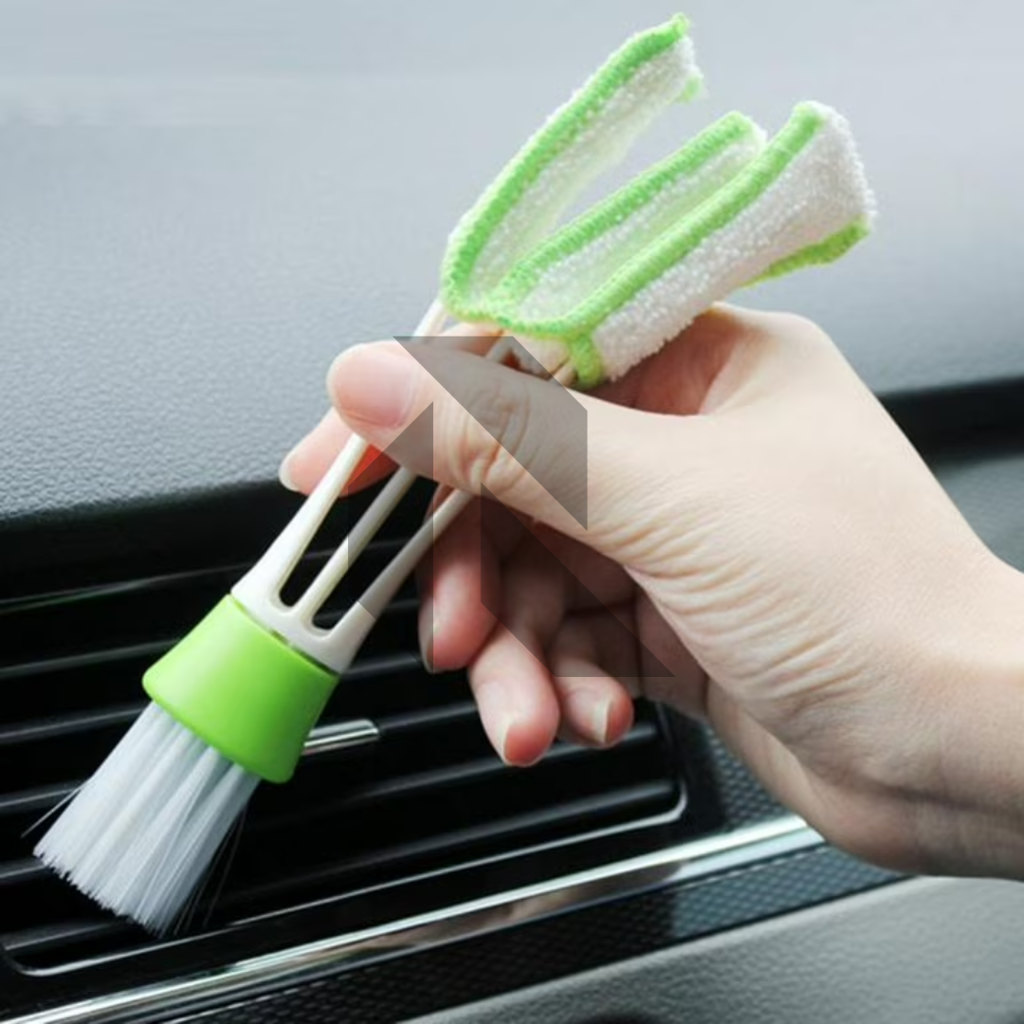 2 In1 Green Car Air-Conditioner Outlet Dirt Duster Cleaner Brush – Car AC Vent & Blinds Cleaning Brush