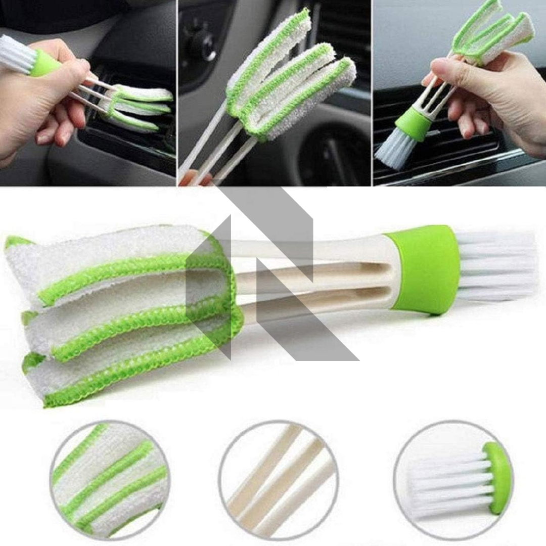 2 In1 Green Car Air-Conditioner Outlet Dirt Duster Cleaner Brush – Car AC Vent & Blinds Cleaning Brush Main image