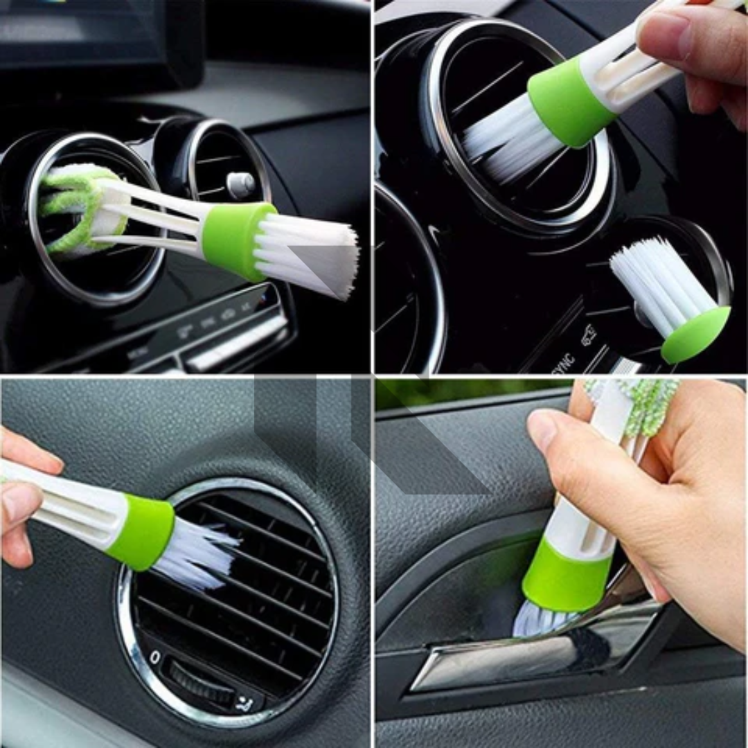 2 In1 Green Car Air-Conditioner Outlet Dirt Duster Cleaner Brush – Car AC Vent & Blinds Cleaning Brush