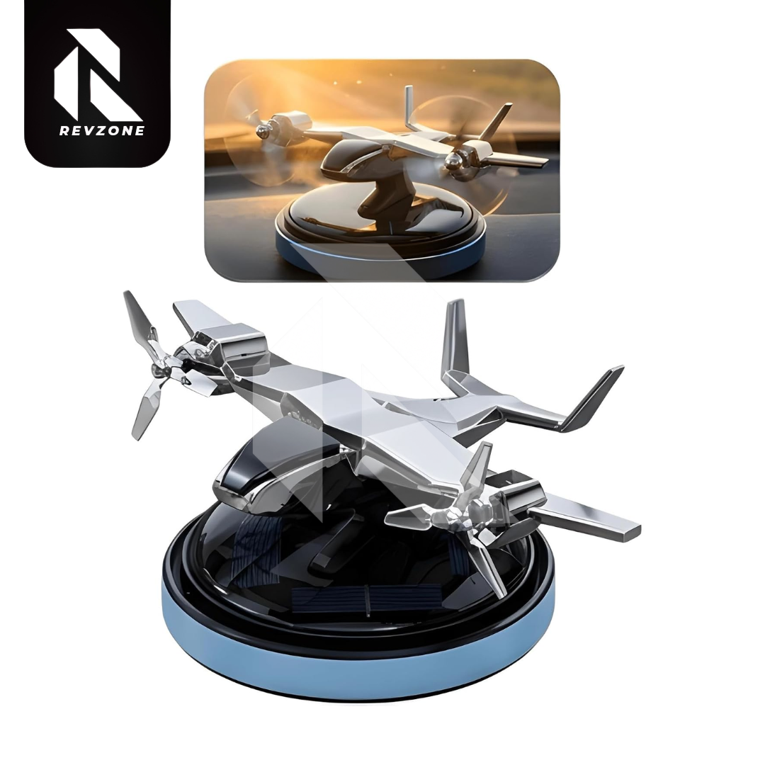 Airplane Solar Power Car Dashboard Air Freshener – 360° Rotating Propeller Fragrance Decor