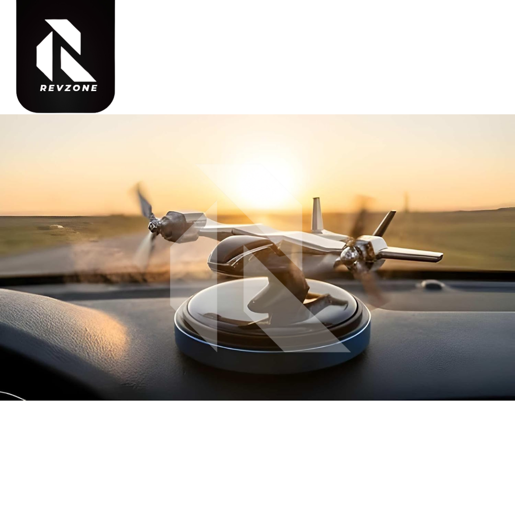 Airplane Solar Power Car Dashboard Air Freshener – 360° Rotating Propeller Fragrance Decor