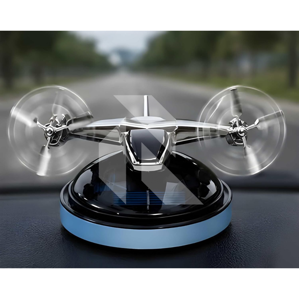 Airplane Solar Power Car Dashboard Air Freshener – 360° Rotating Propeller Fragrance Decor