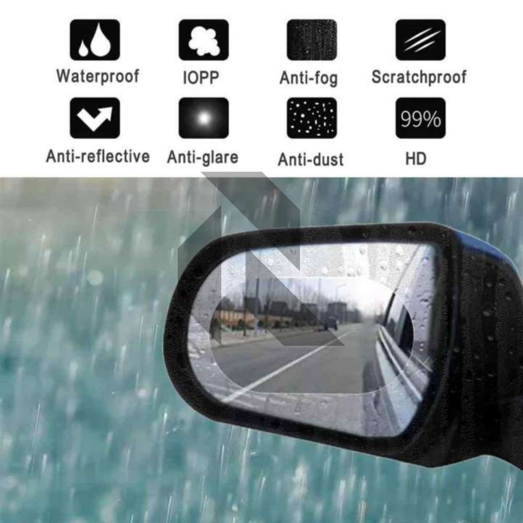 2PCS Anti Fog Rainproof Rear View Mirror Film – HD Clear Waterproof Anti-Glare Nano Protection Film