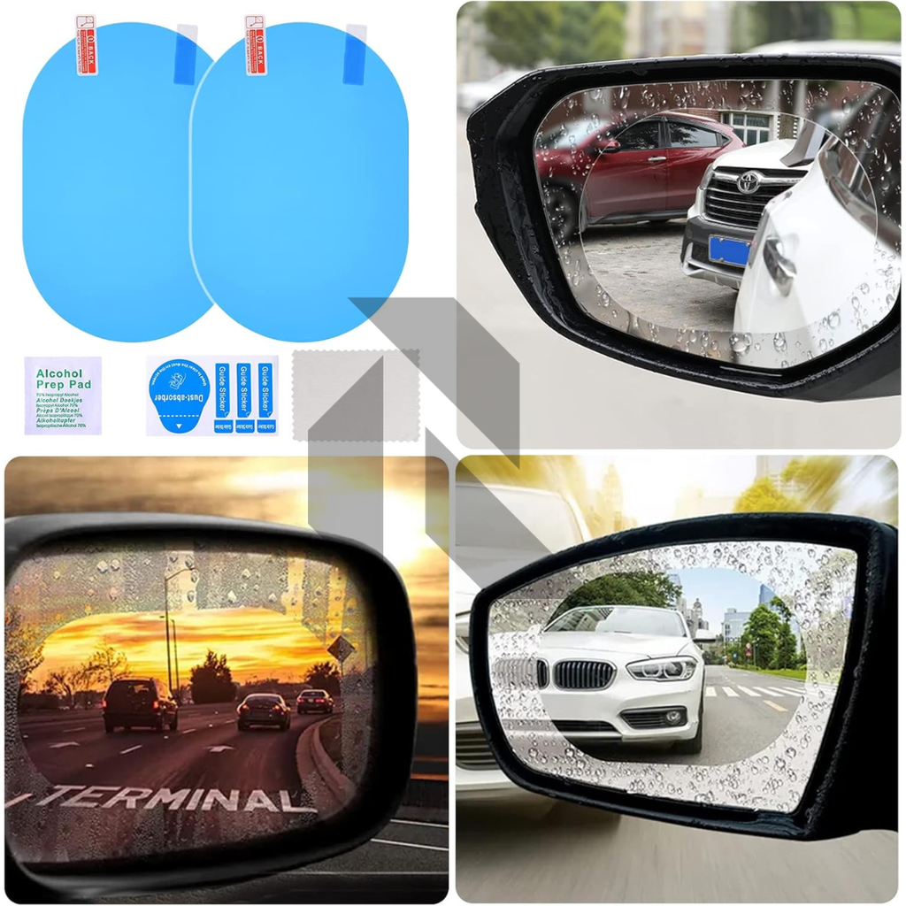 2PCS Anti Fog Rainproof Rear View Mirror Film – HD Clear Waterproof Anti-Glare Nano Protection Film