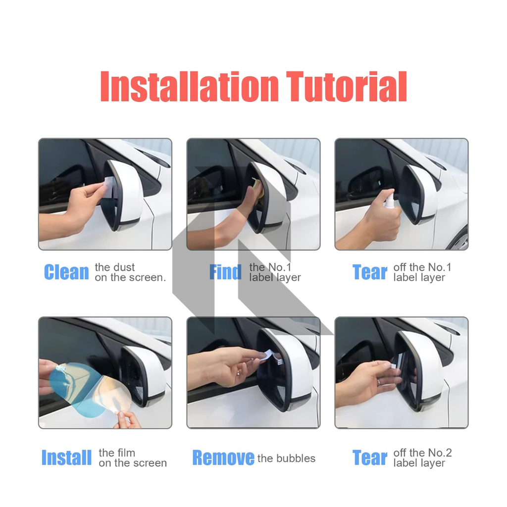 2PCS Anti Fog Rainproof Rear View Mirror Film – HD Clear Waterproof Anti-Glare Nano Protection Film