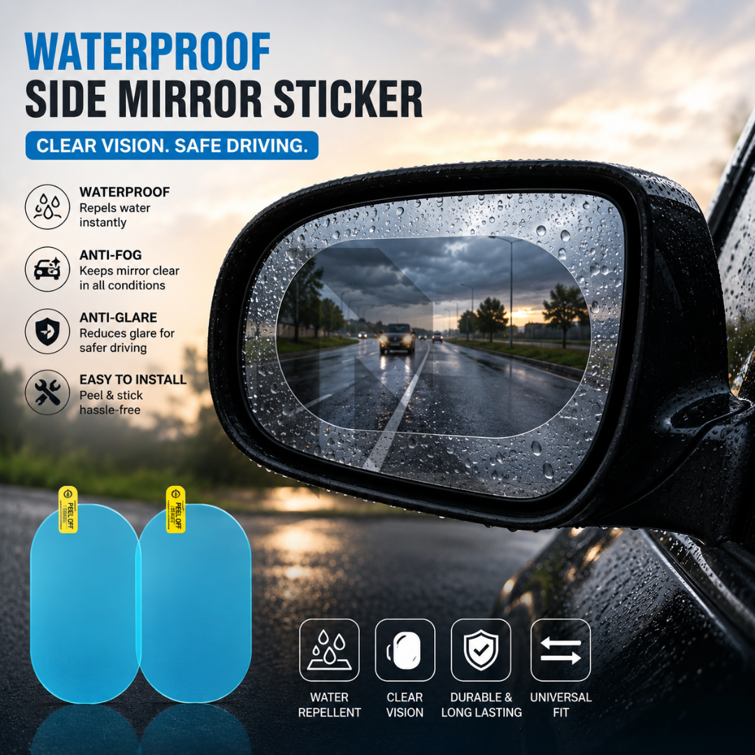 2PCS Anti Fog Rainproof Rear View Mirror Film – HD Clear Waterproof Anti-Glare Nano Protection Film Main image