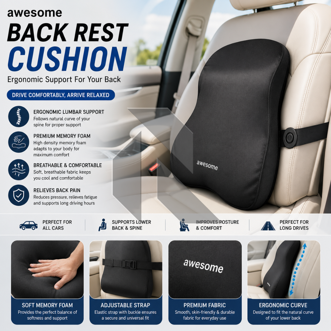 Awesome Ergonomic Memory Foam Lumbar Support Cushion – Back Support Pillow