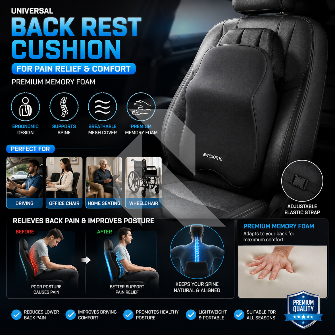 Awesome Ergonomic Memory Foam Lumbar Support Cushion – Back Support Pillow