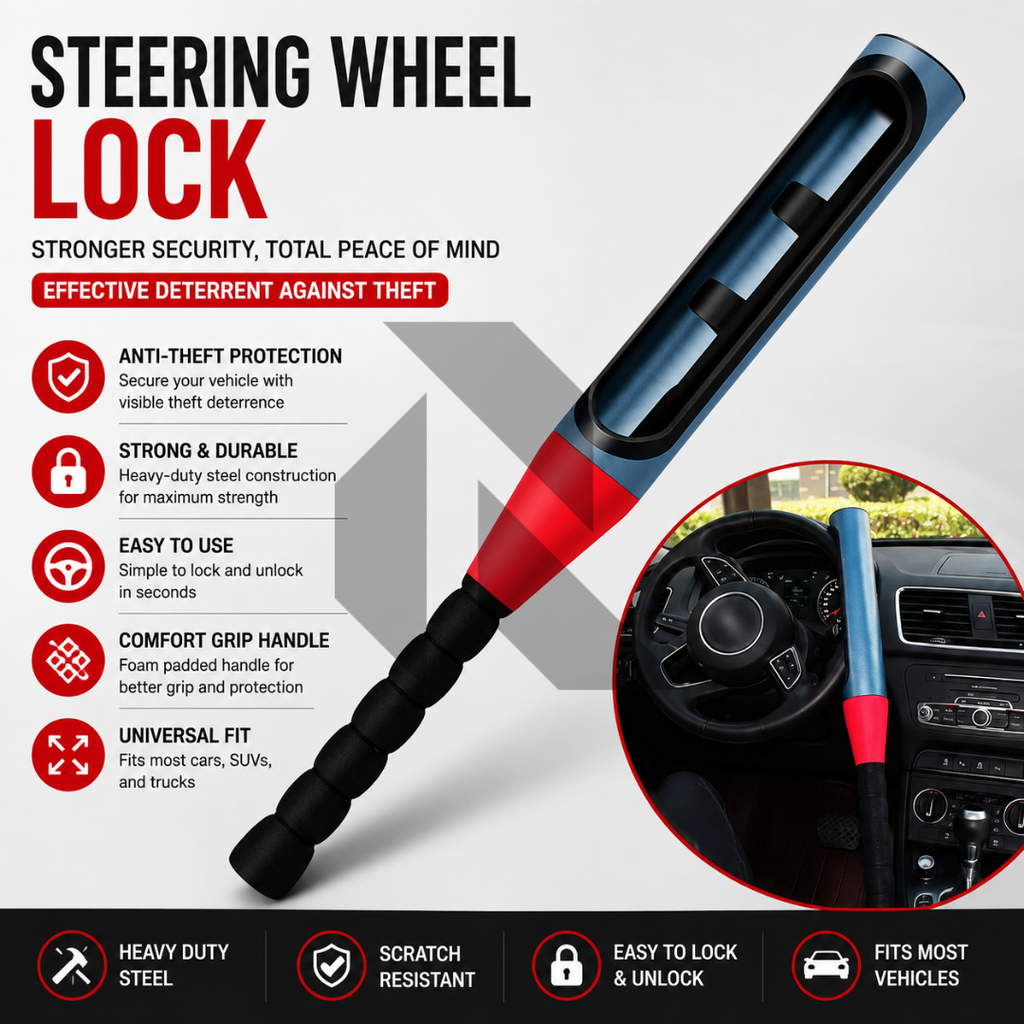 Baseball Steering Wheel Lock with Keys – Universal Anti-Theft Car Security Lock