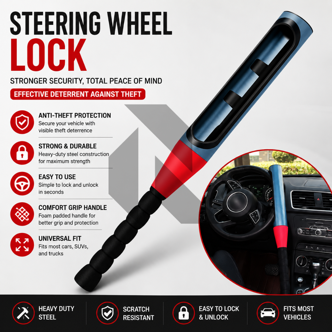 Baseball Steering Wheel Lock with Keys – Universal Anti-Theft Car Security Lock