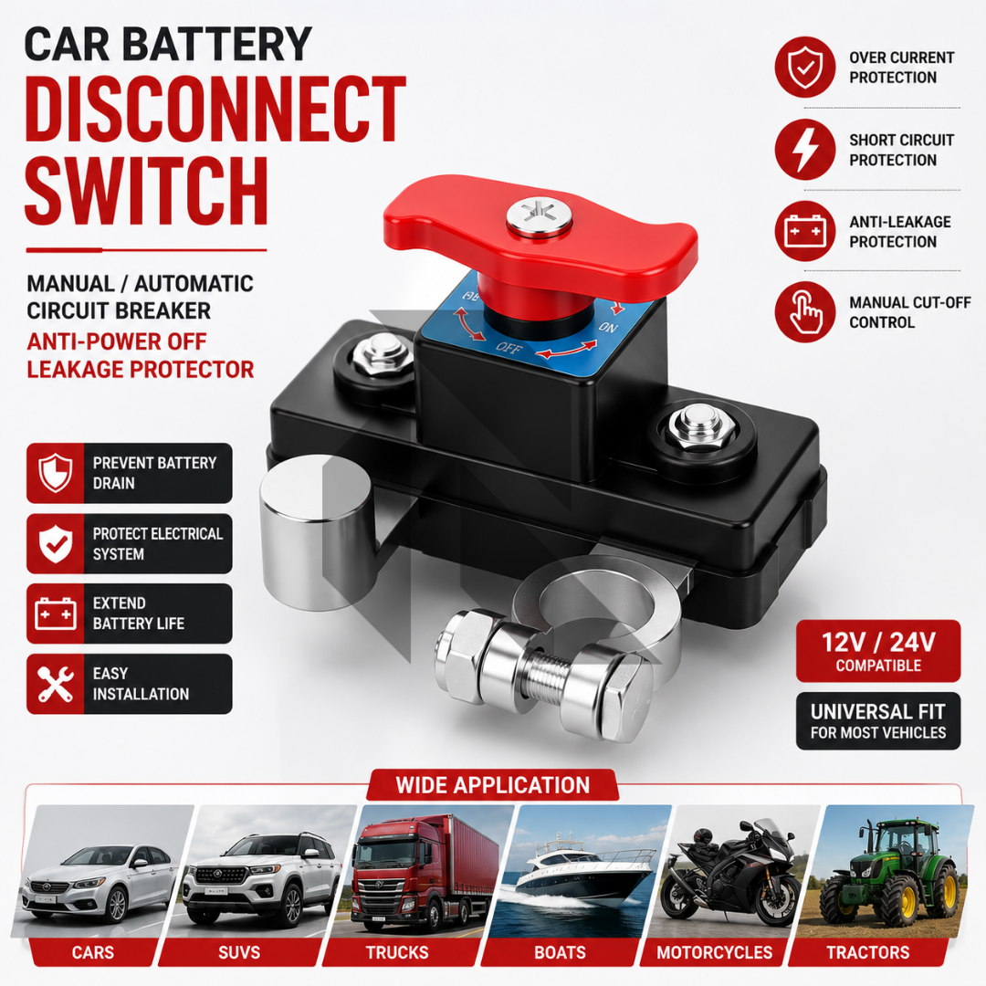 Car Battery Disconnect Switch Manual Automatic Circuit Breaker Anti-Power Off Leakage Protector