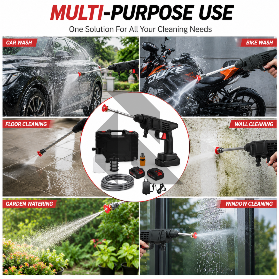 Portable Cordless High Pressure Car Washer with Dual 21V Batteries – Wireless Power Washer with Free 100ML Shampoo