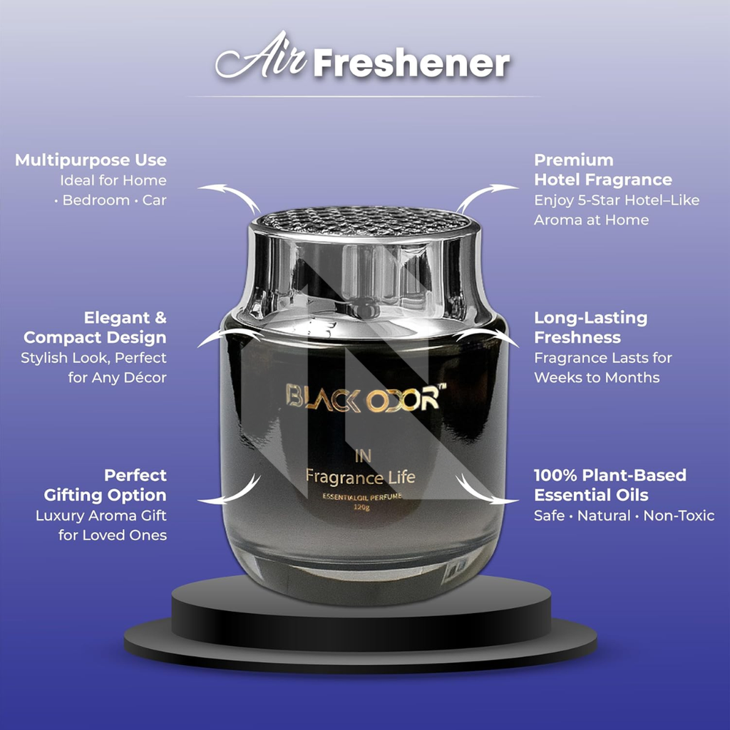 Black Odor BO-21 Car Air Freshener Gel 120G – Long Lasting Car Perfume with Natural Essential Oils