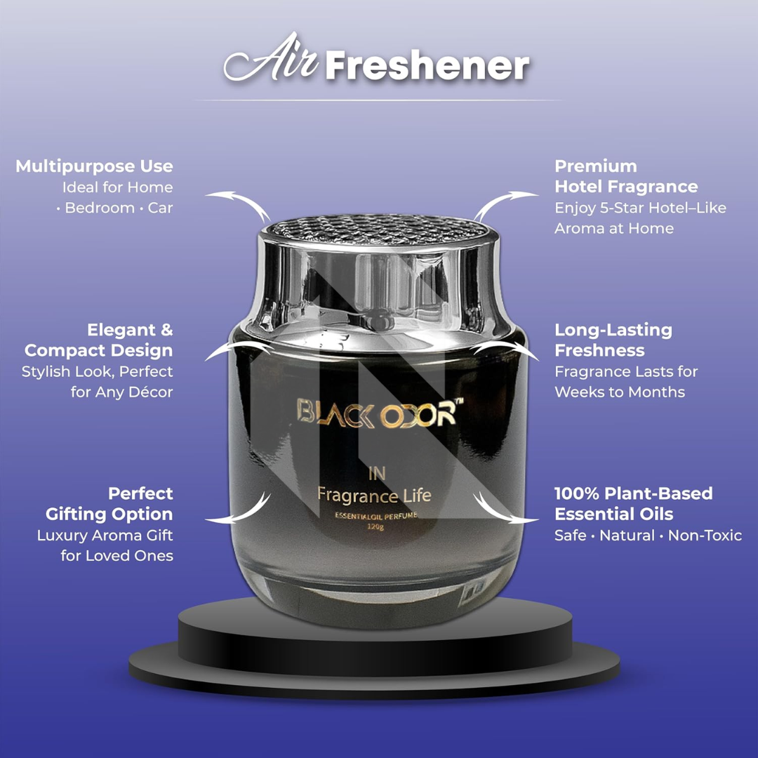 Black Odor BO-21 Car Air Freshener Gel 120G – Long Lasting Car Perfume with Natural Essential Oils