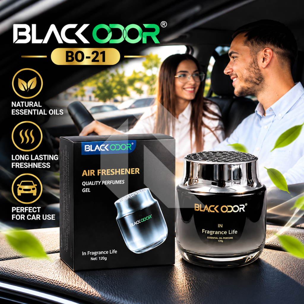 Black Odor BO-21 Car Air Freshener Gel 120G – Long Lasting Car Perfume with Natural Essential Oils