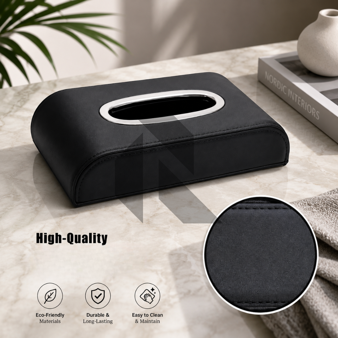Universal Black Car Tissue Box – High Quality Leather Tissue Box