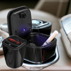 Universal Car Ashtray with Blue LED Light – Push Flip-Up Smokeless Ashtray