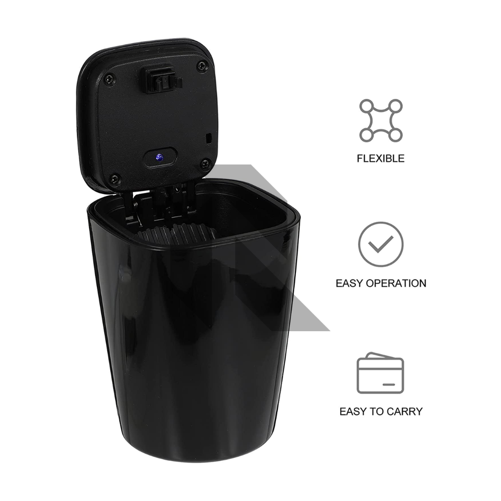 Universal Car Ashtray with Blue LED Light – Push Flip-Up Smokeless Ashtray