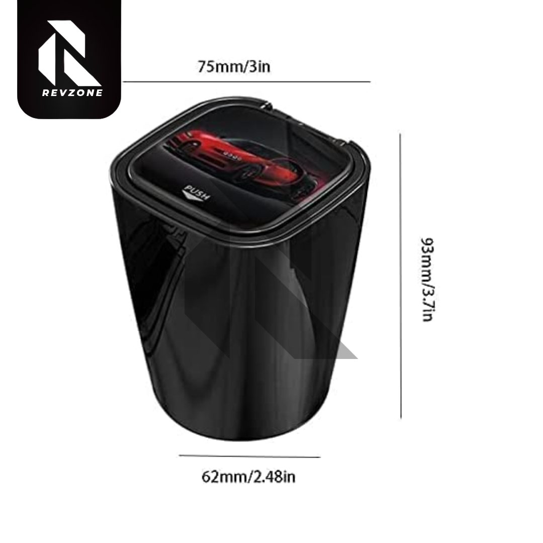 Universal Car Ashtray with Blue LED Light – Push Flip-Up Smokeless Ashtray