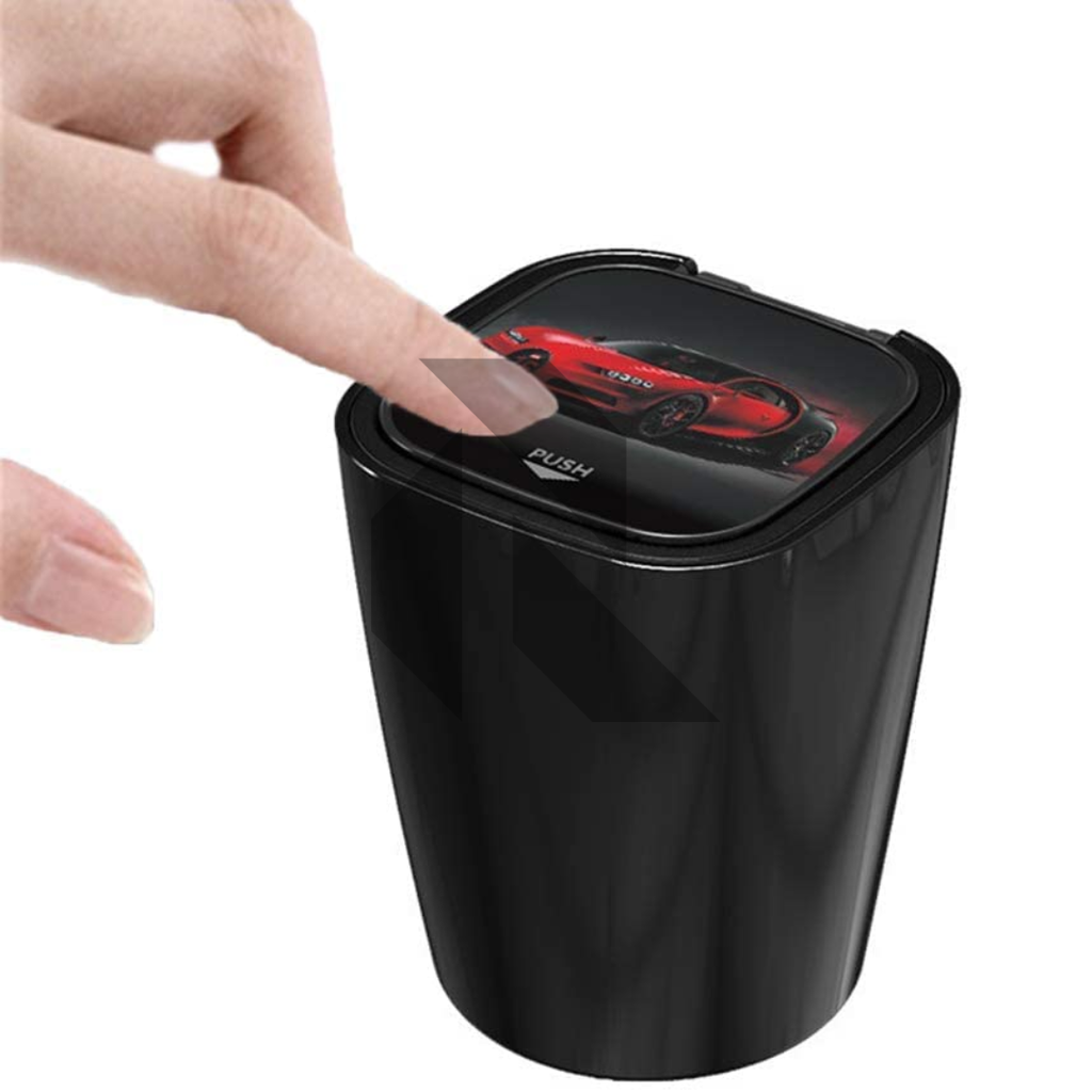 Universal Car Ashtray with Blue LED Light – Push Flip-Up Smokeless Ashtray