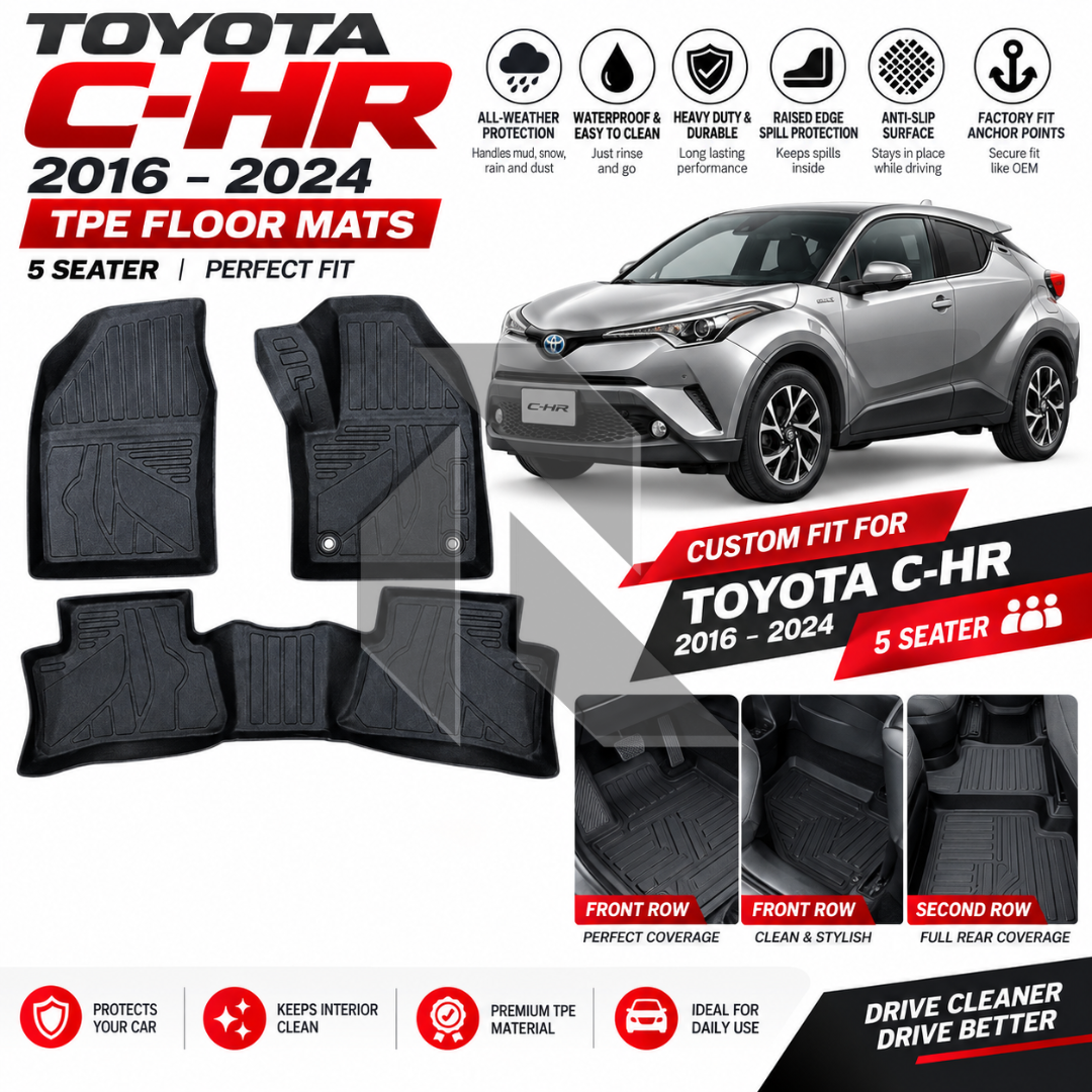 Toyota C-HR 2016-2024 TPE Floor Mats – Waterproof Custom Fit All-Weather Car Floor Mats Main image