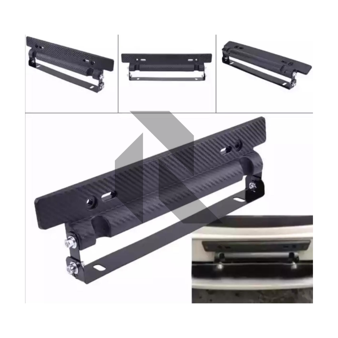 Universal Adjustable Car Number License Plate Frame Holder – Carbon Fiber Style Mount Bracket