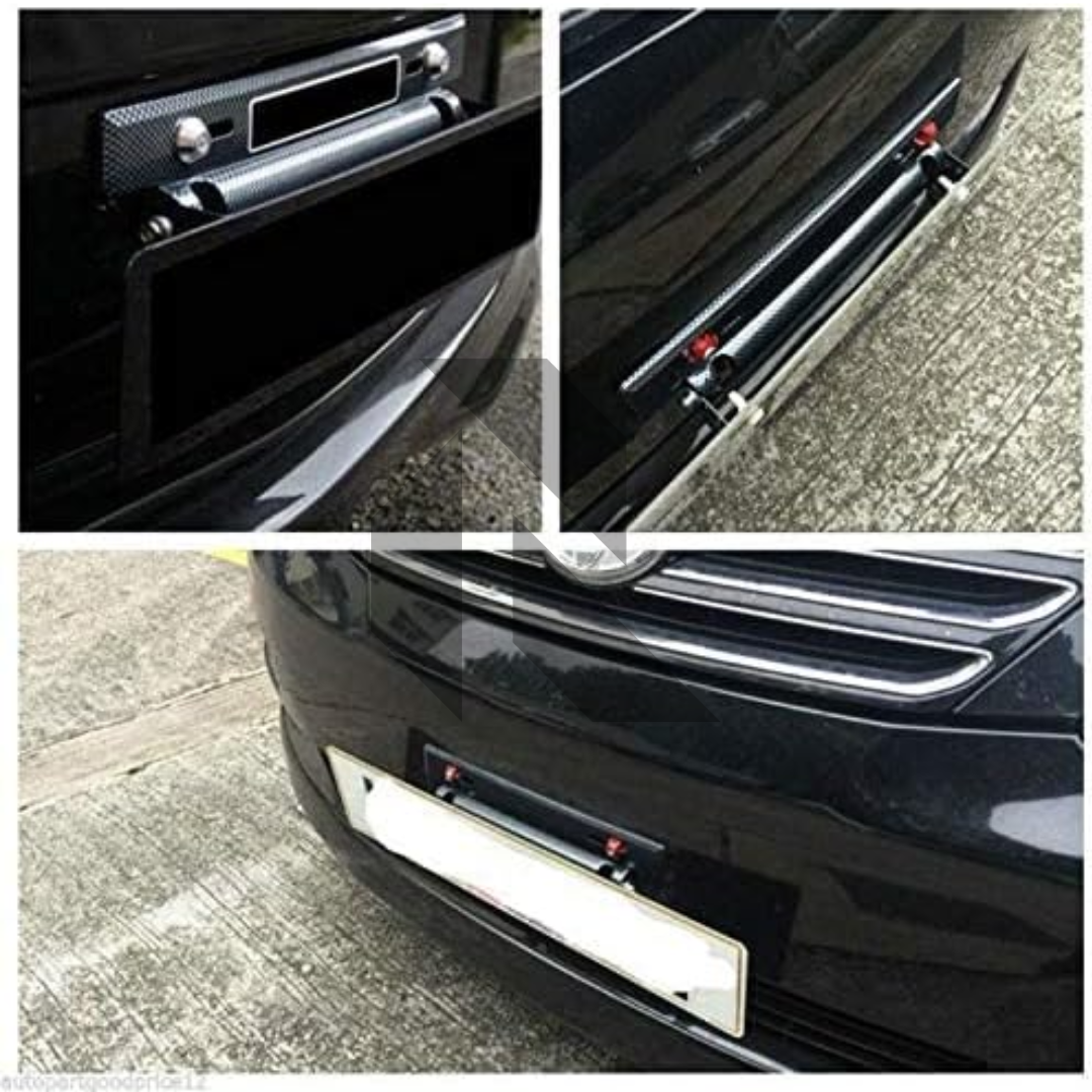 Universal Adjustable Car Number License Plate Frame Holder – Carbon Fiber Style Mount Bracket