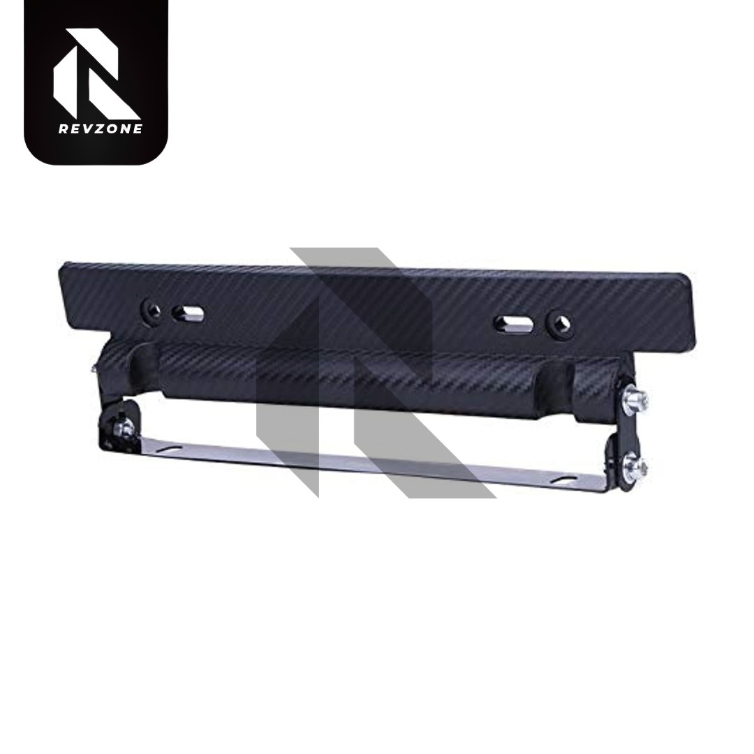 Universal Adjustable Car Number License Plate Frame Holder – Carbon Fiber Style Mount Bracket