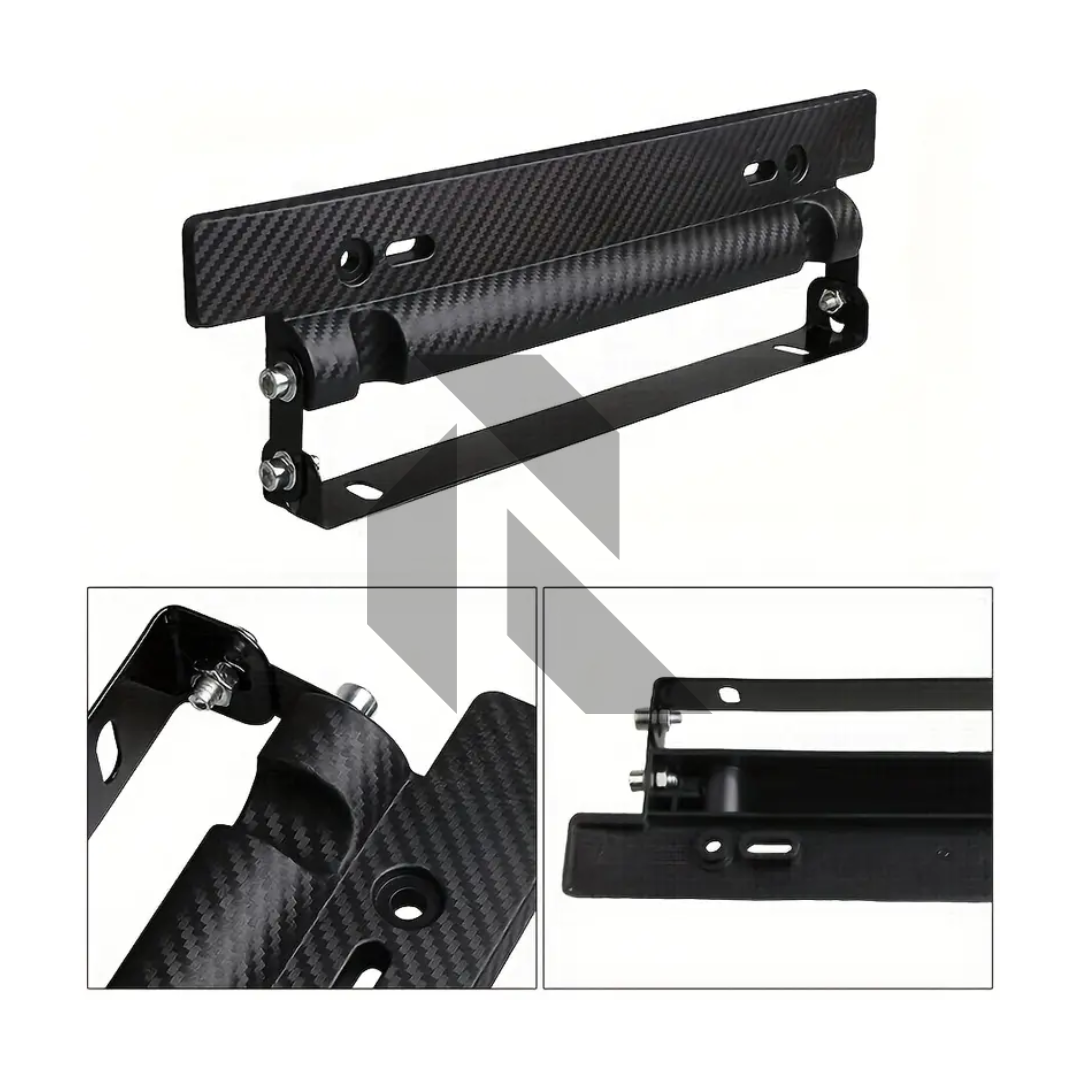 Universal Adjustable Car Number License Plate Frame Holder – Carbon Fiber Style Mount Bracket Secondary image