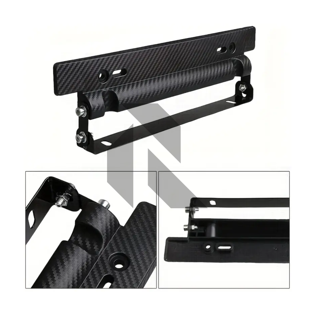 Universal Adjustable Car Number License Plate Frame Holder – Carbon Fiber Style Mount Bracket