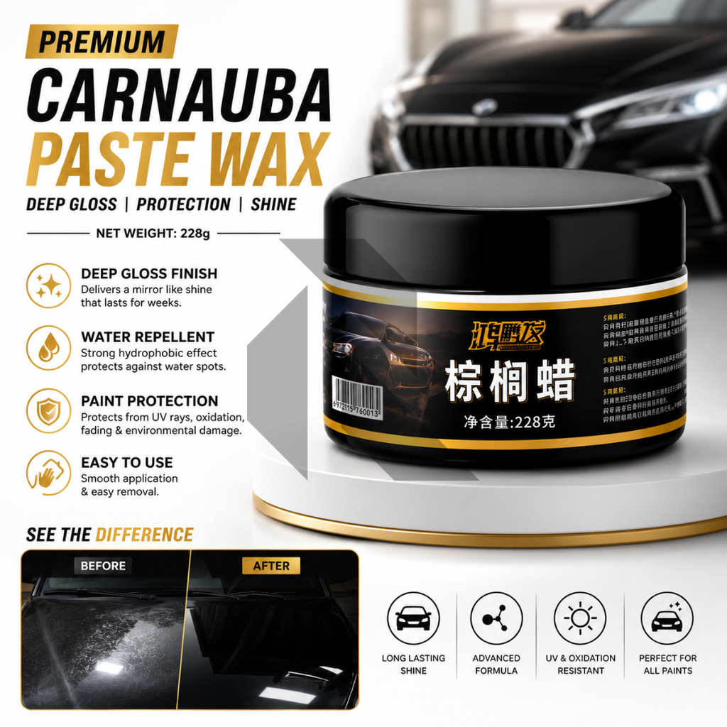 Premium Carnauba Wax 228g – High Gloss Car Polish & Long-Lasting Paint Protection