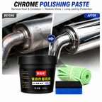 Chrome Polish 100g Kit – Metal & Chrome Shine Restorer with Applicator Sponge & Microfiber Cloth