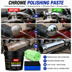 Chrome Polish 100g Kit – Metal & Chrome Shine Restorer with Applicator Sponge & Microfiber Cloth