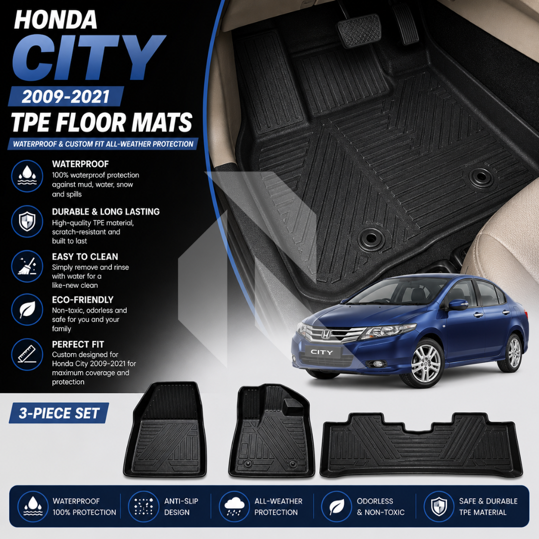 Honda City 2009-2021 TPE Floor Mats – Waterproof & Custom Fit All-Weather Car Floor Mats Main image