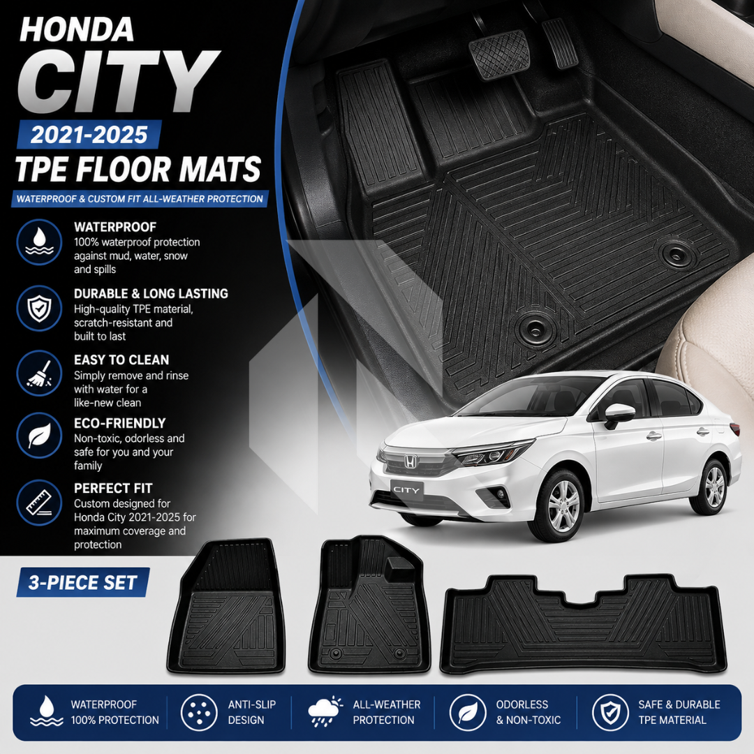 Honda City 2021-2025 TPE Floor Mats – Waterproof & Custom Fit All-Weather Car Mats Main image