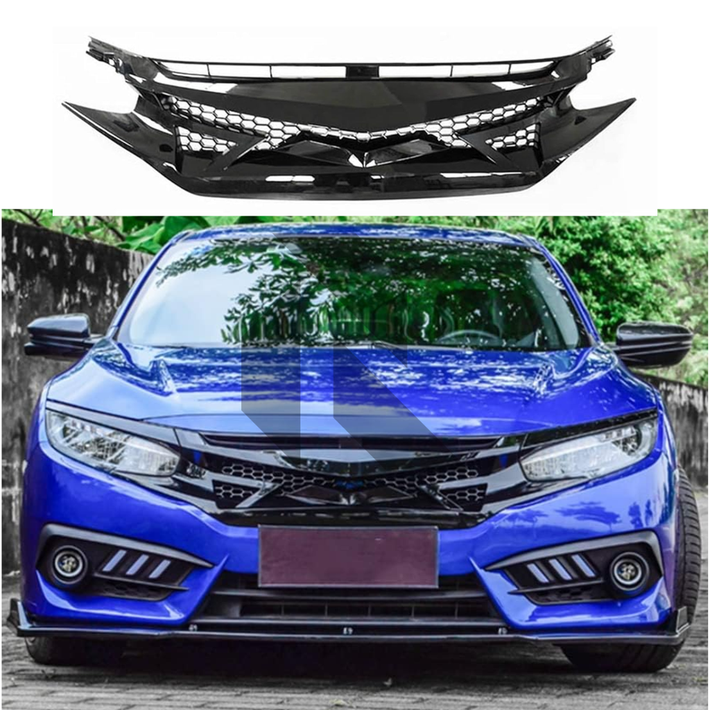 Honda Civic X Front Grill Batman Style Black Model 2016-2021