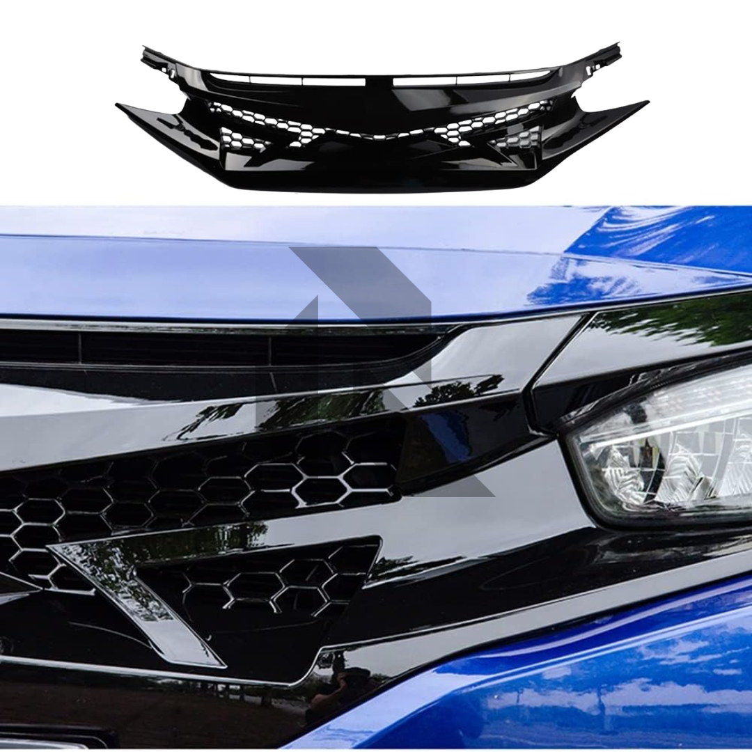 Honda Civic X Front Grill Batman Style Black Model 2016-2021 Secondary image