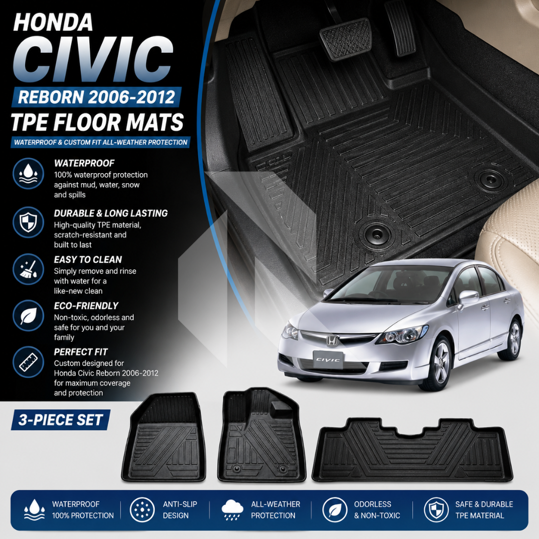Honda Civic Reborn 2006-2012 TPE Floor Mats – Waterproof & Custom Fit All-Weather Car Mats Main image